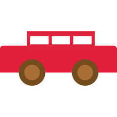Simple Red Car Graphic With Brown Wheels On A Transparent Background