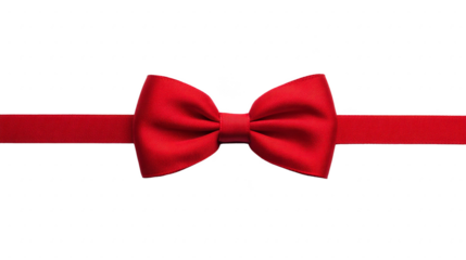 Red bow tie elegant accessory formal wear isolated on transparent background classic style fashion detail celebration party menswear festive