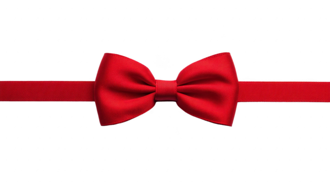 Red bow tie elegant accessory formal wear isolated on transparent background classic style fashion detail celebration party menswear festive - Powered by Adobe