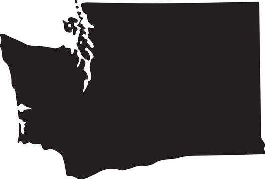 Simple black silhouette map of washington state usa iconic outline graphic element