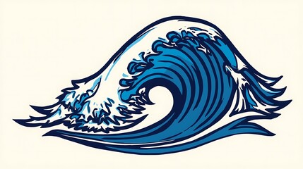 Blue fish vector illustration with abstract waves and splashes for ocean pattern design