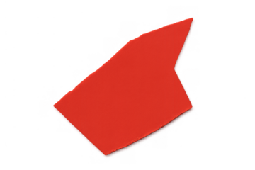 Red paper piece with torn edges, presenting an isolated blank space for custom content or message on a transparent background