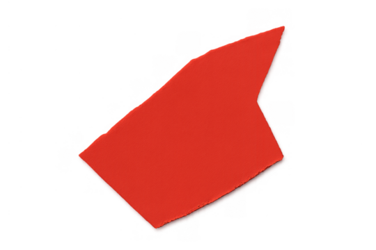 Red paper piece with torn edges, presenting an isolated blank space for custom content or message on a transparent background - Powered by Adobe
