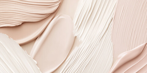 Fluid cosmetics textures featuring spread highlighter and foundation cream