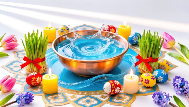 Novruz Water Tuesday &ndash; The Beginning of Renewal illustration background 4k