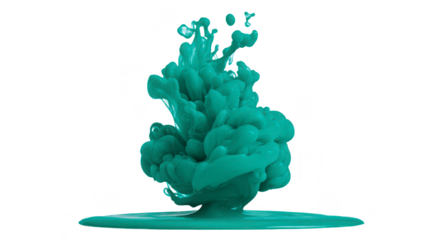 Green paint splash liquid swirl isolated on transparency background abstract fluid motion creative art concept dynamic movement modern design energetic and vibrant visual effect