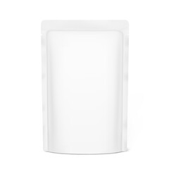 Realistic stand up pouch bag mockup. Front view. Vector illustration isolated on white background. Ready for your design. EPS10.