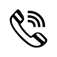 Illustrations of a ringing telephone handset indicating communication and a connection signal for conversations