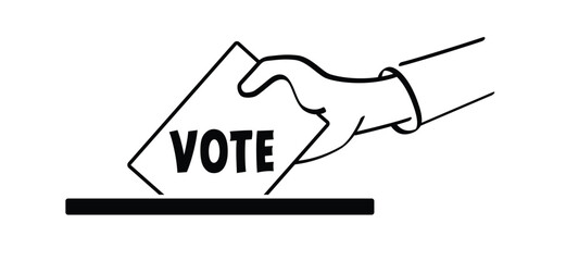 Entering ballots in the box, vote concept. Election Day. Hand putting voting paper into the ballot box. Referendum or politic concept. Political, campaign concept. Voting Box