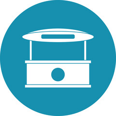 Simple White Booth Icon With A Teal Circle Background Minimalist Design Element For Commercial Display Or Information Kiosk Vector Art