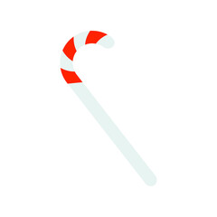 Simple White Candy Cane With Red Stripes On Transparent Background Holiday Treat