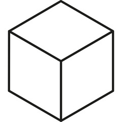 Simple White Cube Outline With Black Border On Transparent Background Geometric Shape Minimalist Design