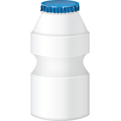 Simple White Plastic Bottle With Blue Screw Cap Against Transparent Background Product Packaging For Beverages Or Dairy Products