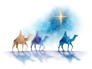 Elegant watercolor artwork symbolizing faith and journey of the Three Wise Men at Christmas.