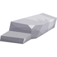 Simple Stone Steps With Two Layers In Gray Color Isolated On Transparent Background And Pixel Art Style