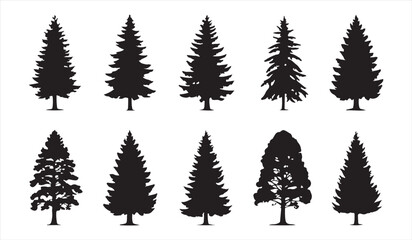 Obraz premium Forest tree silhouette collection symbolizing environmental conservation and natural beauty concepts