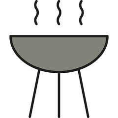 Simple Stylized Barbecue Grill With Steam Rising From Top Against A White Background