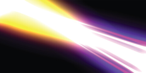 Fototapeta premium Golden light, digital lens flare on black background for overlay. vector