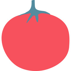 Simple Tomato Illustration with Blue Stem on Transparent Background Red Fruit with Greenish Blue Stem and White Background.