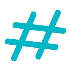 Simple Turquoise Hashtag Symbol on White Background Isolated Clean Icon Graphic Element