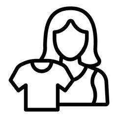 Woman and clean shirt line icon, manual washing concept. Vector graphics. Planning laundry, wash sign on white background, style icon mobile or web design.