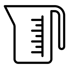 Can with measure ruler line icon, washing concept. Vector graphics. Plastic watering can, wash sign on white background, style icon mobile or web design.