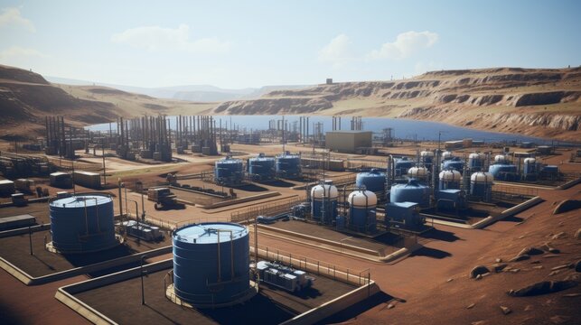 Aerial view of a large utility scale battery energy storage system facility under clear skies