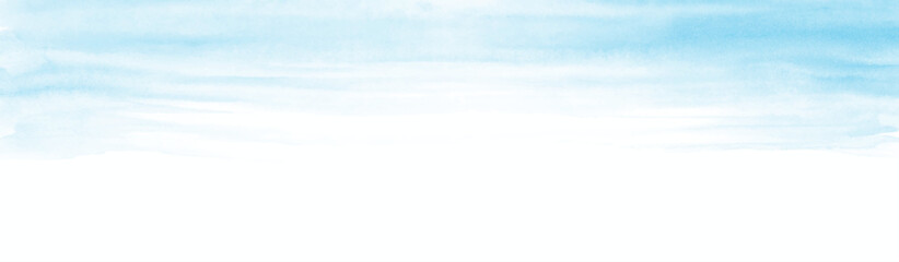 blue sea sky gradient watercolor background with clouds texture. Vector watercolor background for cover design, card, flyer, poster. Summer illustration. 