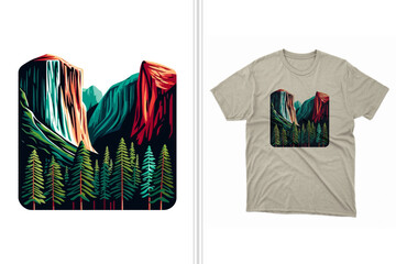yosemite vibes t-shirt design print template