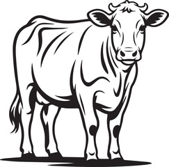 Cow outline hand-drawing animal vector on a white background