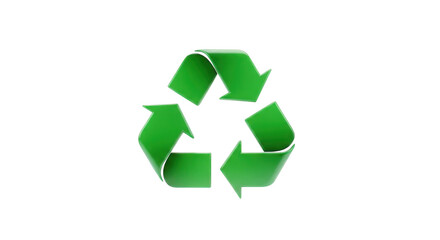 Fototapeta premium Shiny Green Recycling Symbol 3D Render isolated on a transparent background arrows loop