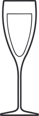 Outline champagne glass vector set, modern minimal style white background
