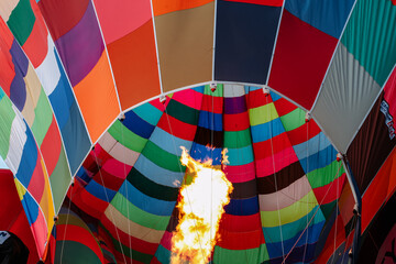 Colorful Hot Air Balloon Festival &mdash; inflating balloons and burner flames