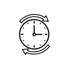 Clock with arrows rotating around it, indicating time passing, time management concept
