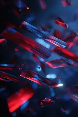 Naklejka premium Abstract red and blue crystals shards in dynamic motion