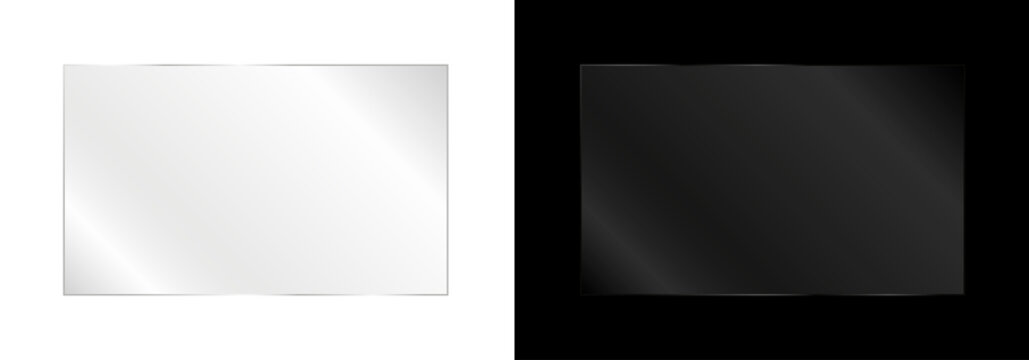 Acrylic glass with gloss. Plastic window with mirror effect. Transparent shine glass with reflection light