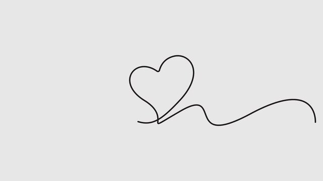 Self animated continuous one line drawing abstract heart sign. Full length single line art 4K animation