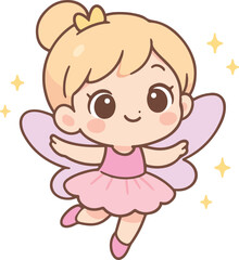 Fototapeta premium Dancing Fairy clipart, girly kids Graphic, soft pastel kids design, trendy baby stickers art 