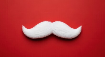 Festive flat lay with only Santa's moustache on red backdrop — modern holiday design