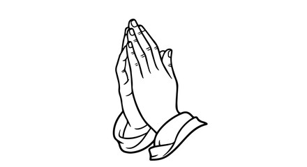 Symmetrical Line Drawing of Hands in a Gesture of Prayer
