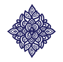 Elegant dark blue floral mandala design vector isolated on white background for decoration