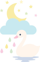 Playful pastel weather illustration - funny kids graphic, children wall print design, trendy animal kids clipart  
