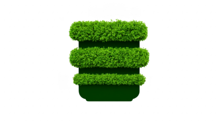 Vertical garden planter with three lush green layers, isolated on transparency background, modern eco friendly design for indoor or outdoor use, fresh and vibrant atmosphere