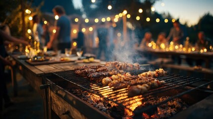 Outdoor barbecue dinner party