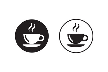 coffee cup icon circular black white hot beverage symbol