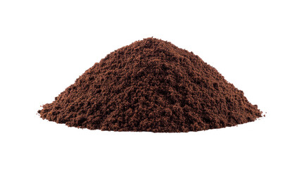 Ground coffee brown powder caffeine aromatic isolated on white ingredient beverage morning energy roasted fresh natural closeup heap texture food organic stimulant drink cafe