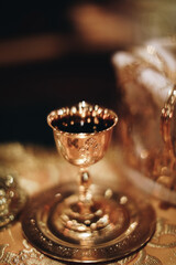 gold glass with wine