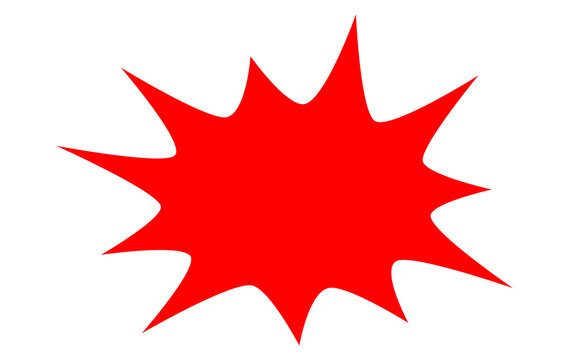 Red starburst explosion shape for sale banners, comic effects, and promotional graphic designs
