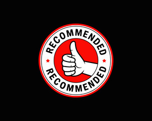 Recommended circle with a thumbs up in the center and stars on a black background image art