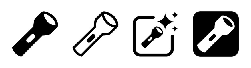 Realistic torch light icon with glowing beam, bright light sign and visible symbol in transparent PNG vector illustration